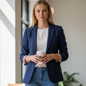 Kate Spade Navy Blazer with Striped Lining